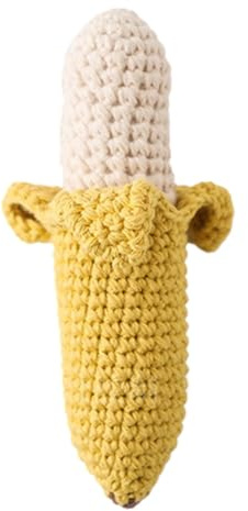 Aublinto Baby Beißring Baby Beissring Zahnungshilfe Obst Beißring Gehäkelte Babyrassel Häkeln Beißring Holz Greifling Baby Rassel Geschenk zur Geburt Handmade Junge und Mädchen Geschenk zur Geburt