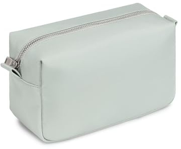 YONBEN Maleta de Maquillaje, Maletin Pintauñas, Bolsa Organizadora Ligera para Cosméticos con Cierre de Anillo, Perfecta para Viaje Mujer, Diseño Soporte Nailon, GrisNailon, Sencillo