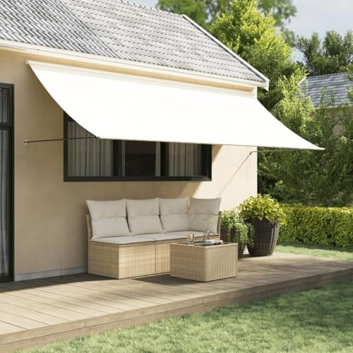 Home & Garden Artikel - Ausziehbare Markise Creme 350x150 cm Stoff und Stahl