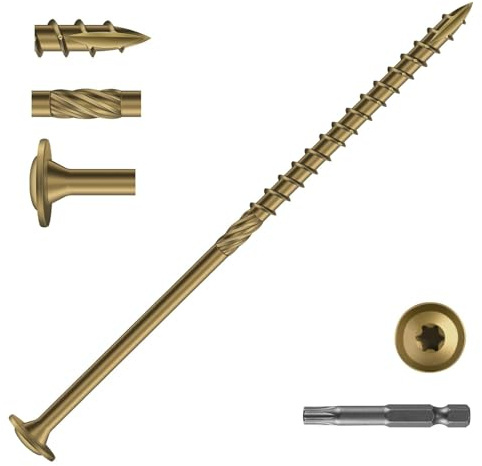 Dayalo 50 Stück Tellerkopfschrauben 6,3 x 150mm, Holzschrauben Torx | Holzbauschrauben, Spanplattenschrauben, Konstruktionsschrauben Torx Schrauben mit Doppelspiralgewinde, mit Bit