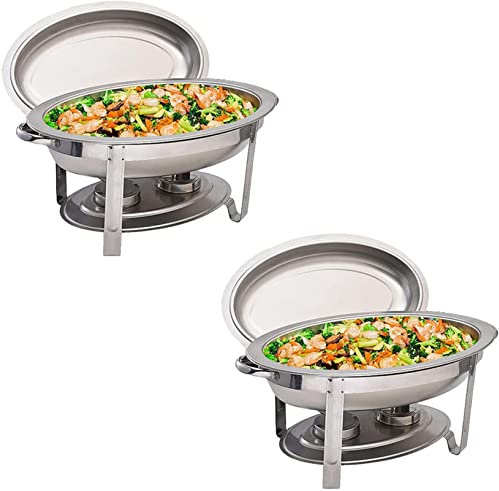 Chafer Chafing Dish for 1/2/4/6 Packs, 5.5 L Stainless Steel Complete Set Kitchen Catering Banquet Buffet Warming Contai,2 Pack