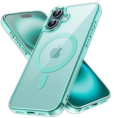 JETech Magnetische Hülle für iPhone 16, Blaugrün | Kompatibel mit MagSafe, Stoßfeste Handyhülle, Kratzfest, Transparente Rückseite