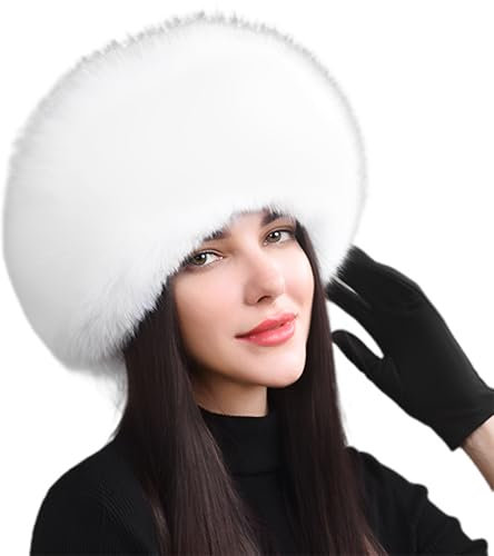 Huamengyuan Fellmütze Pelzmütze Damen Winddicht mütze Trappermütze Fellmütze Russenmütze Russische Skimütze Damenmütze Faux Fuchs Pelz Warm Weich Russische Kunstpelzmütze für Reisen Skifahren Wandern