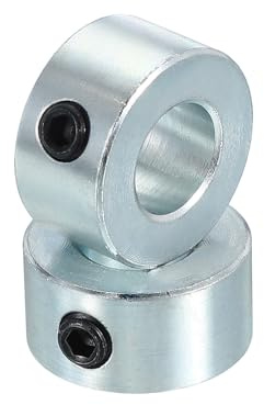 PATIKIL 10mm Bohrung Wellenkragen 20mm OD 10mm Dicke, 2 Stück Klemmring Madenschrauben Set Kohlenstoffstahl Verzinkt mit M5 Gewindestift für Automobilrobotik Maschinenbauin, Silber