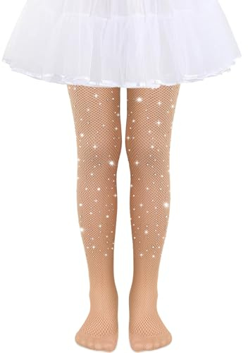 TAXTYHRE Medias de Rejilla y Purpurina para Niña, Pantimedias Brillantes para Ballet, Fiesta de Halloween y Escuela de Baile