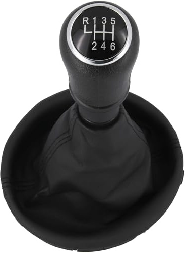 Recambo Schaltknauf + Schaltsack Set 6 Gang passend für VW T5, 2003-2015, Plug & Play, Auto Schalthebel Schaltmanschette, mit Rahmen, schwarz