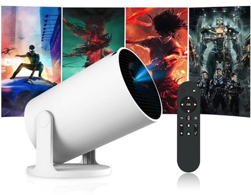 Mini Portable Projector, Smart Projector Auto Horizontal Correction Native HD, unterstützt 1080P, 200 ANSI Outdoor Movie Projector Compatible für Phone, Wi-Fi 6 BT5.2 Android 11