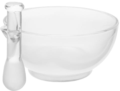 ERINGOGO Juego De Mortero y Cuenco De Vidrio De 150 Mm Con Pistilo, Base Antideslizante y Resistente a Roturas, Adecuado Para Laboratorio y Cocina Profesional