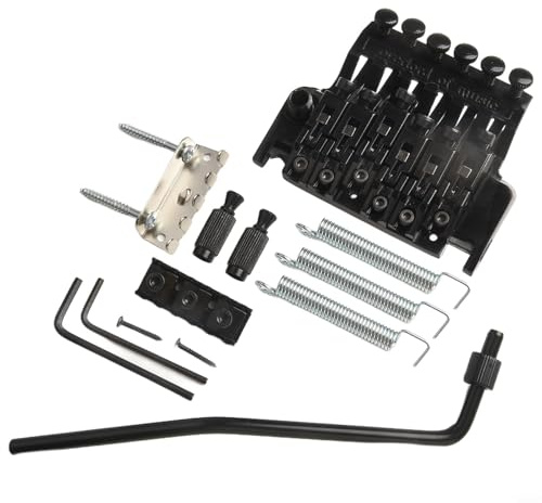 Moliuoly Floyd Rose Style Tremolo Bridge Set for Electric Guitars, Double Locking System, All Parts in Zinc Alloy for Enhanced Performance(Black)