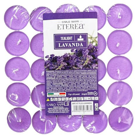 Ma Maison Tealight Confezione da 50 Candele Profumate in Alluminio Lunga Durata 4 Ore - Candeline, Decorative, per la Casa, Lumini - Per Interni Colorate (Lavanda | 50 Pz)