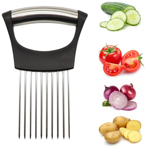Onion Slicer Holder,Stainless Steel Onions Holder for Slicing,Onions Fork Food Slicing Helper Kitchen Tools & Gadget Onion Cutter Slicer Vegetable Tools for Tomatoes,Potatoes Fruit Chopping Grating