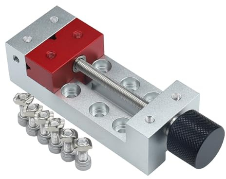 Bortivier Herramientas Bricolaje,Tornillo Banco para Máquina Grabado 100 mm,Mordaza Aluminio,Mordaza Punta para Mecanizado,Herramienta Sujeción con 6 Tornillos.