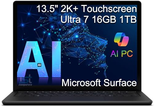 Microsoft Surface Laptop 6 AI PC for Business (13.5 2K+ Touchscreen, Intel 16-Core Ultra 7 165H (> i7-1355U), 16GB DDR5, 1TB SSD), 18.5-Hr Long Battery Life, Backlit, IR Webcam, Win 11 Pro, Black