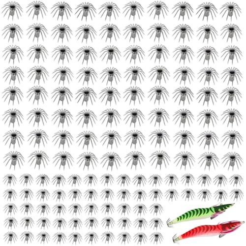 100 Uds anzuelos de Pesca, 1x0, 58 camarones Calamar señuelos de Pesca de Agua Salada Plantilla Luminosa de anzuelos de Paraguas de Acero Inoxidable