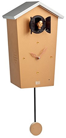 KOOKOO BirdHouse rame, orologio cucu design moderno, canto di 12 uccelli canori o cuculo, orologio c. pendolo