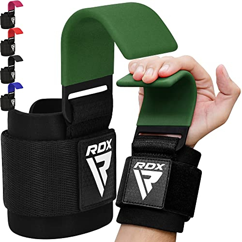 RDX Zughilfen Haken Krafttraining, 8mm Gepolstert Handgelenkschutz, Profi Bodybuilding Gewichtheben Griff, Fitness Powerlifting Weight Lifting Hook, Männer Frauen rutschfest Grip, Kreuzheben klimmzug