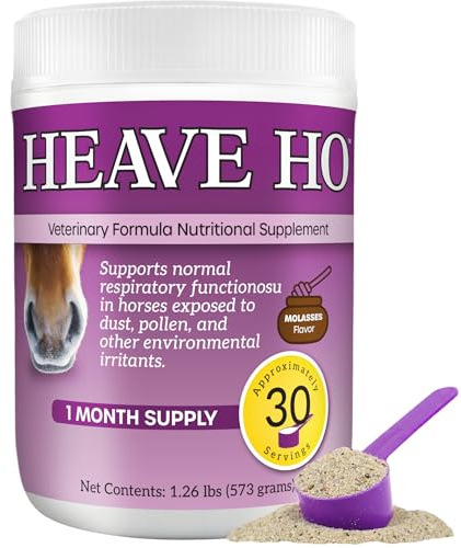 HEAVE HO Equine Respiratory Support Supplement for Horses, Nutritional Airway & Immune Support, Herbal Blend with Vitamins & Minerals, Molasses Flavor, 30 Servings