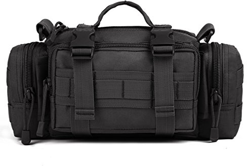 Huntvp 3-vägs midjeväska taktisk Molle crossbody axelväska handväska för vandring camping vandring jakt, svart