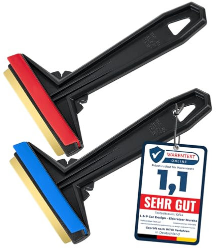 Eiskratzer Auto [2 Stück] - Messing TESTSIEGER 2024* - schnell, mühelos & schonend - Murska Scheibenkratzer Auto - effizient & sicher Schneekratzer Auto - Premium HIPS & Messingklinge - aus Finnland