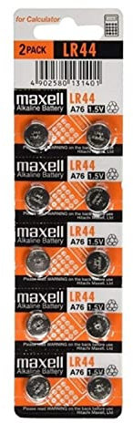 MAXELL BATTERIA LR44 1,5 V 110 mAh ALCALINA AL Pezzo Unisex-Adulto, Nero, Taglia Unica
