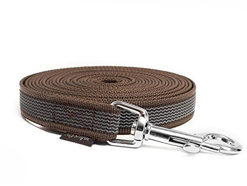 Mystique® Gummierte Schleppleine 20mm mit Handschlaufe Standard Karabiner braun 20m