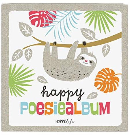goldbuch 41 580 41580 Poesiealbum HAPPYlife mit Faultier Motiv, Album mit 96 weiße Seiten, Foto und Erinnerungsalbum 16,5 x 16,5 cm, Fotobuch mit Kunstdruck laminiert, Grau / Weiß