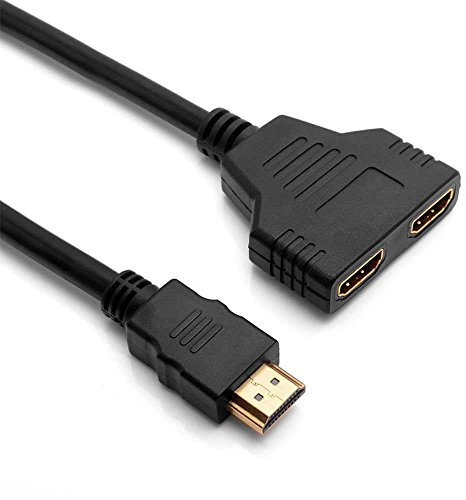 OcioDual Duplicatore Video HDTV da 1 PC a 2 Schermi M/F-F, Cavo Adattatore Splitter, Risoluzione dell'Immagine Fino a Full HD 1080p @ 30Hz per Laptop, Proiettori, Televisori, Monitor