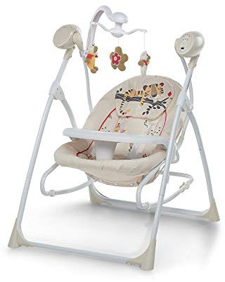 Foppapedretti Sdraietta Altalena Carillon, Dondolo Musicale con Melodie, per Bambini dalla nascita a 9 Kg, Dispositivo di Movimento della seduta, Telecomando per attivazione a distanza, Baby Tiger