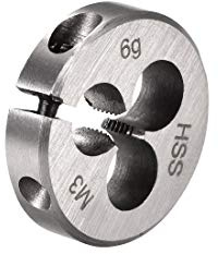 uxcell M3 x 0,5 metrische, verstellbare runde Schneideisen, Maschinengewinde, rechte Hand, Hochgeschwindigkeitsstahl (HSS) Schraubengewinde-Schneideisen