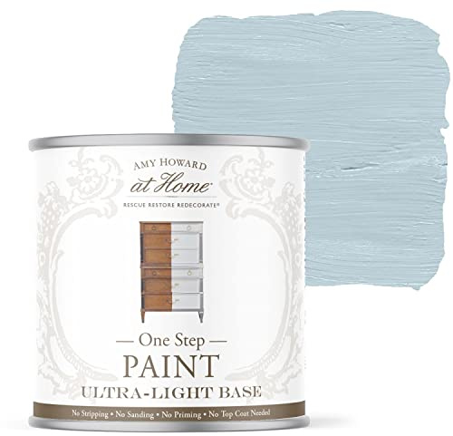 AMY HOWARD AT HOME Chalk-Based One Step Paint for Furniture, Cabinetry, Decor, Finish, and More | No Stripping, Sanding, or Priming | Ultra-Light Base | 16 Ounce | French Blue