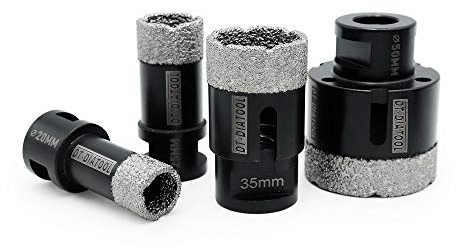 DT-DIATOOL Diamond Drill Bit Set 20/25/35/50mm Hole Saw for Dry Drilling Tile Porcelain Marble Ceramic Granite