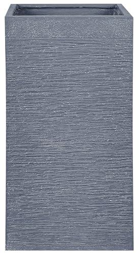 Beliani Maceta Alta de Arcilla para jardín 40 x 40 x 77 cm Gris Resistente a los Rayos UV Dion