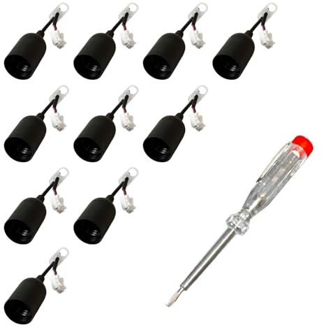 10 x Baufassung Lampenfassung Renovierfassung E27 schwarz mit Steckklemme