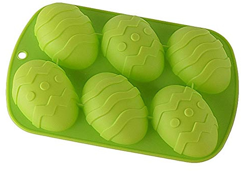 Haoshics Osterei-Schokoladenform aus Silikon, groß, 6 Mulden, Eierform, Backform für die Herstellung von heißer Schokoladenbombe, Kuchen, Gelee, Mousse (grün-1 Stück)