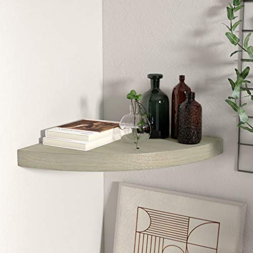 Cikonielf Eckregal, schwimmend, mit unsichtbarem Montagesystem, für Lautsprecher, Bücher, Dekorationen und Wohnzimmer, Eiche, 35 x 35 x 3,8 cm