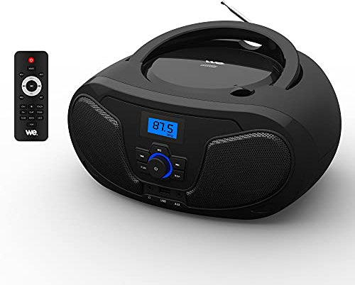 WE Lecteur Radio CD-USB(MP3)-Bluetooth avec télécommande, 2 * 2W Noir