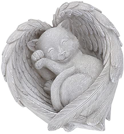 Happyyami Kätzchen Katze Memorial Stein Schlafen Engel Katze Memorial Garten Statue Katze Erinnerung Andenken Skulptur Grab Marker zu Ehre EIN Geschätztes Pet Grabstein