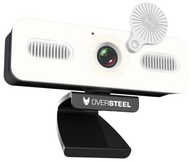 Oversteel - Bulat Webcam 1080P Full HD with Microphone and Light Ring, 60fps, USB 2.0, Video Calling, Recording, Conferencing, PC/Mac/Laptop/Tablet/Chromebook