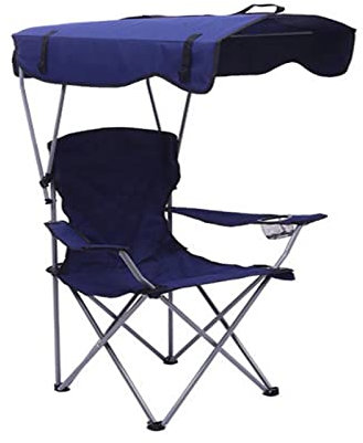 Yadlan Campingstuhl 150 Kg Belastbar, Angelstuhl Faltbar mit Fussteil, Faltstuhl Camping Armlehne, Wetterfest Strandstuhl mit Schirm, Tragbar Klappbar Hoch Karpfenstuhl mit GeträNkehalter Navy Blau