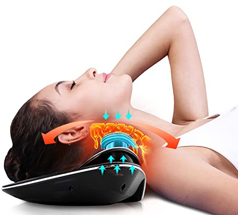 3 in 1 Multi-Functional Cervical Neck Traction Device, Elektrische Nackenmassagegerät mit Wärme, Dynamische Nackentraktion, Elektrotherapie zur Linderung von Nackenschmerzen, Geschenke für Eltern
