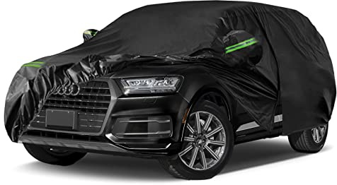 wasserdichte Autoabdeckung, Ersatz für Audi Q7/SQ7 2006–2025, 6 Schichten, Allwetter-Vollgarage mit Reißverschluss-Tür und winddichten Bändern für Schnee, Regen, Staub, Hagelschutz (Q7)