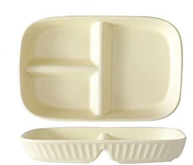 OnePine Menüteller Geteilt Porzellan, Dessertteller Salatteller Teller 3 Geteilt, Portionskontrolle Teller Keramik für Abnehmen