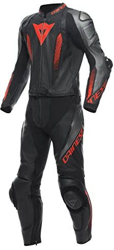DAINESE Laguna Seca 5 Tuta in pelle da moto a 2 pezzi, nero/grigio/rosso, 50