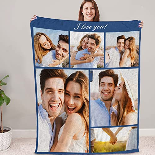 papasgix Personalisierte Decke Mit Foto Personalisierte kuscheldecke CollageSuper Weich Personalisierte Fotodecke für Geburtstag Weihnachten Hochzeit Jahrestag Geschenk