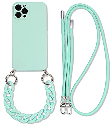 Rokmym Coque chaîne de téléphone Compatible avec iPhone 14 Plus TPU étui pour téléphone 3 en 1 Bracelet Lanyard Coque en Silicone TPU Souple avec dragonne Tendance Coque pour iPhone 14 Plus