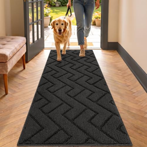 Biscpro Innen Fußmatte 50x120cm, Schmutzfangmatte rutschfest Fussmatte Innen Waschbar Eingangsteppich Innen Fussmatten Haustür dünn Innen für Eingang, Flur, Garten, Innen, Haustier