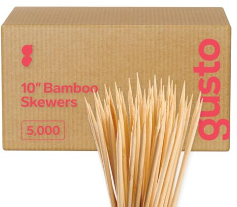 Comfy Package [Case of 5,000] 10 Inch Bamboo Wooden Skewers For Grilling, Shish Kabob, Fruits, Appetizers, and Cocktails