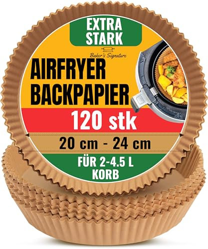 Round Air Fryer Liners Disposable 125Pcs – 8 Inch Air Fryer Paper Liner Parchment for Ninja, Tefal and More – Unbleached, for Baking, Roasting or Cooking, Easy Cleanup by Baker's Signature (20 cm)
