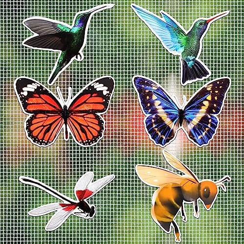 MWOOT 12 Pezzi Magneti per Porta Schermo di Colibrì,Flessibile Farfalle Ape Screen Door Decals,Doppia Faccia Schermo Protezione Magnetica è Adatto a Proteggere Bambini e Animali Domestici(6 Stili)