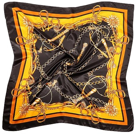 DRESHOW 90x90cm Große Quadratische Schals für Damen Seide Kopftuch Bandanas Haartuch Halstuch Haarschmuck